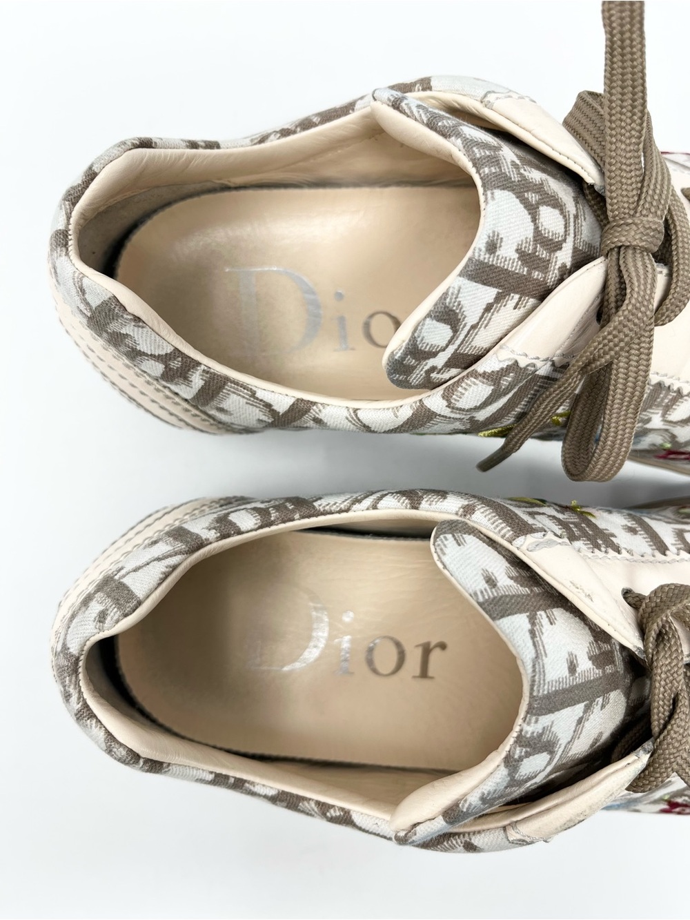Vintage Christian Dior Galliano Oblique Logo Monogram Floral Sneakers 36.5 6.5 - Picture 10 of 11